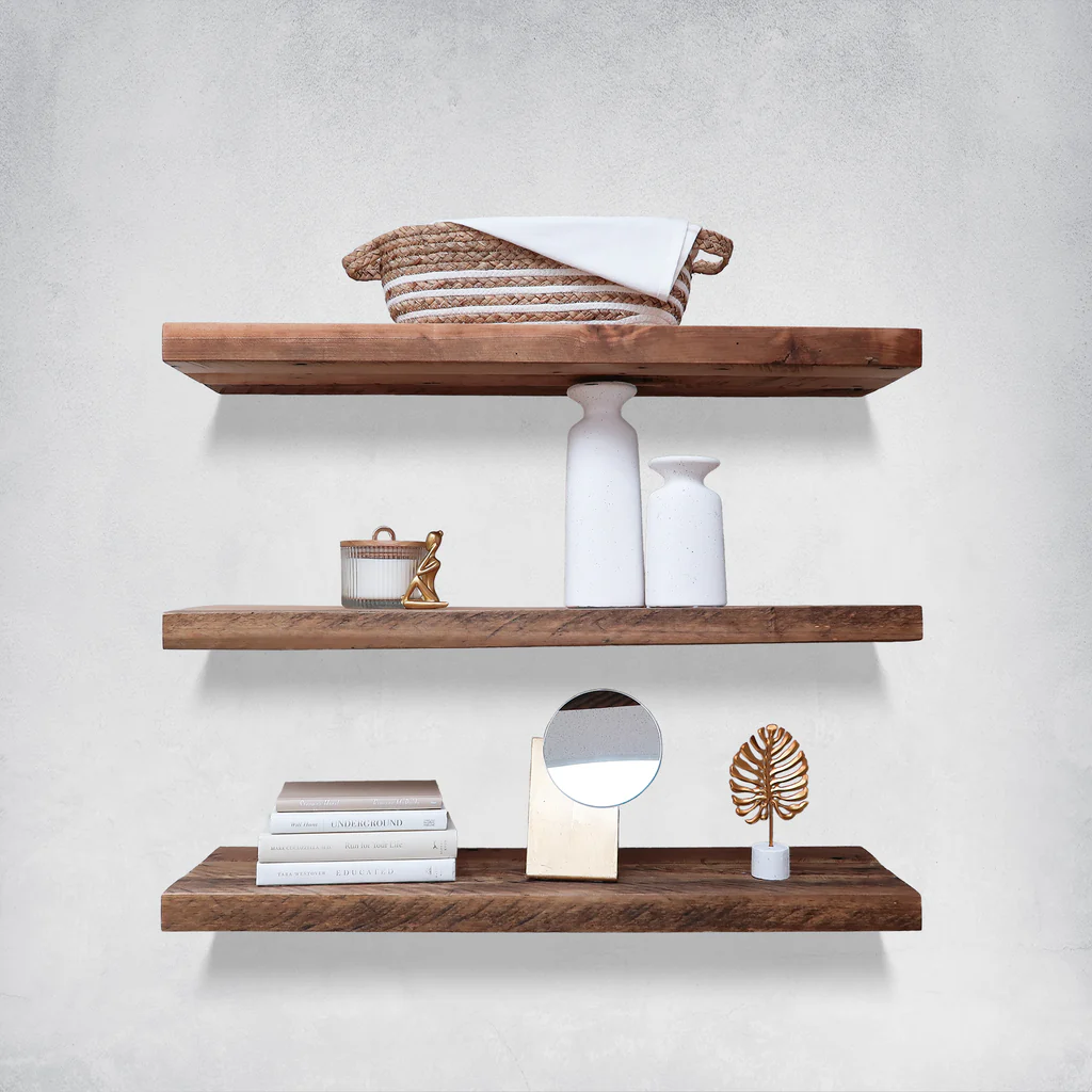 Wooden shelves