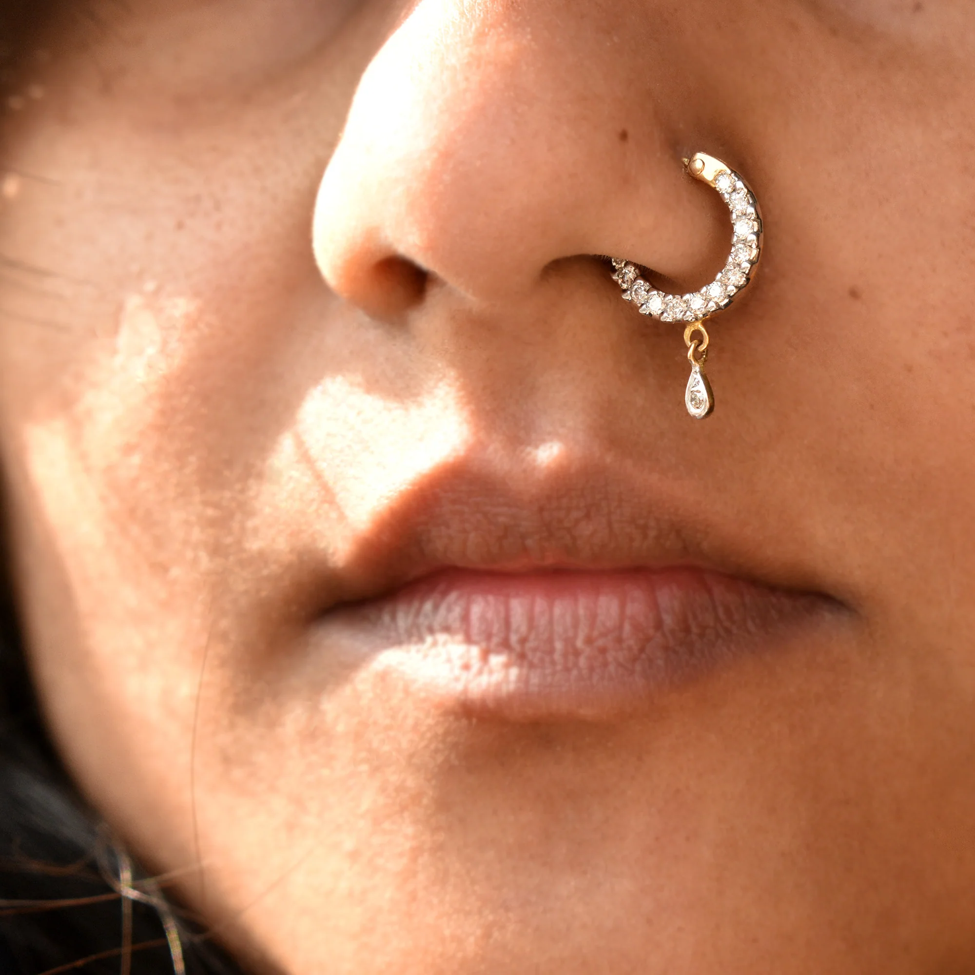 Diamond nose hoop
